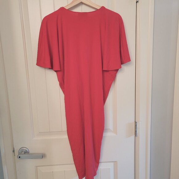 Lanvin Dress - Pink Crepe Loose Fit Twist Front Drape Dress (2015 Designer) - Picture 8 of 10